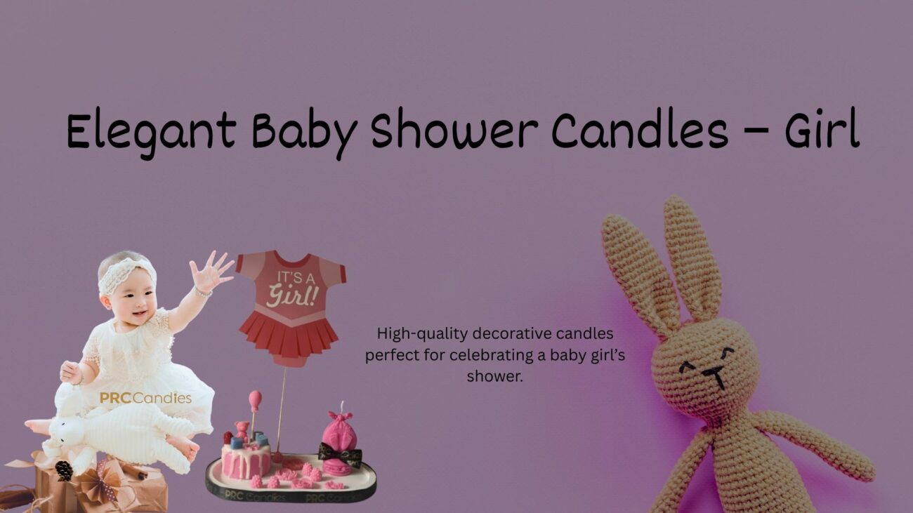 Pink-themed baby shower candles for girl, perfect for party decoration and gifting.