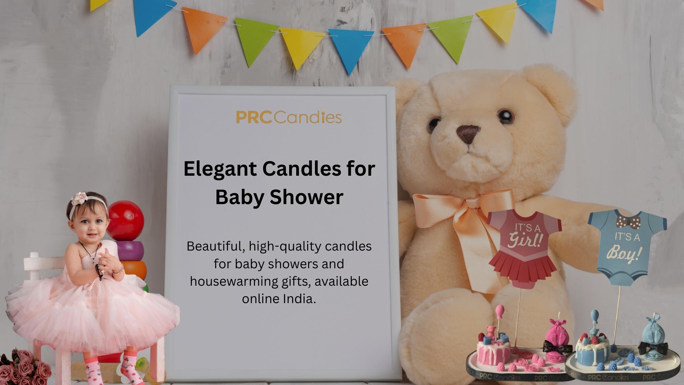 Beautiful baby shower candles for girl with elegant pink-themed décor.