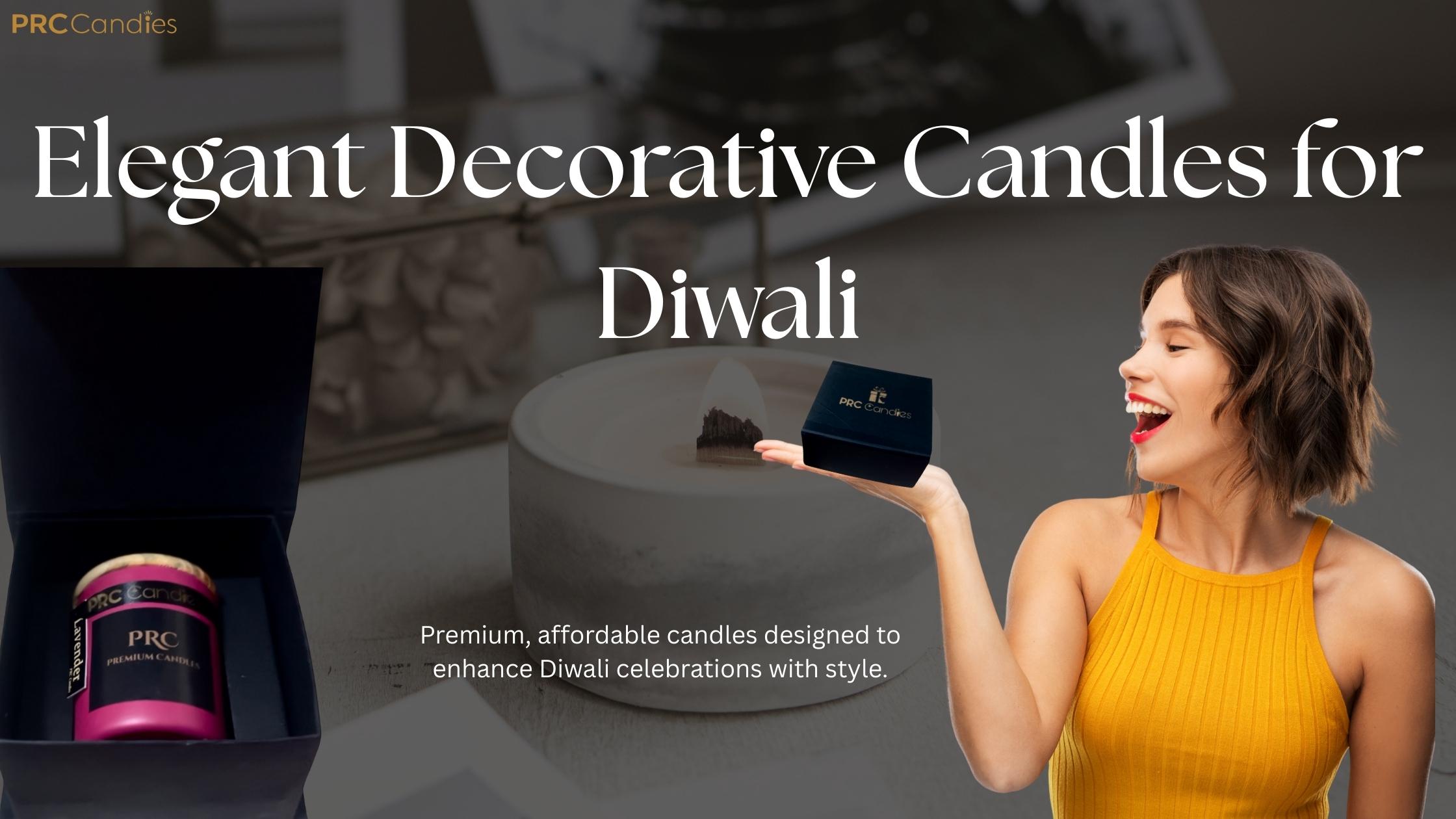 Affordable decorative candles for Diwali beautifully arranged for festive home decoration.
